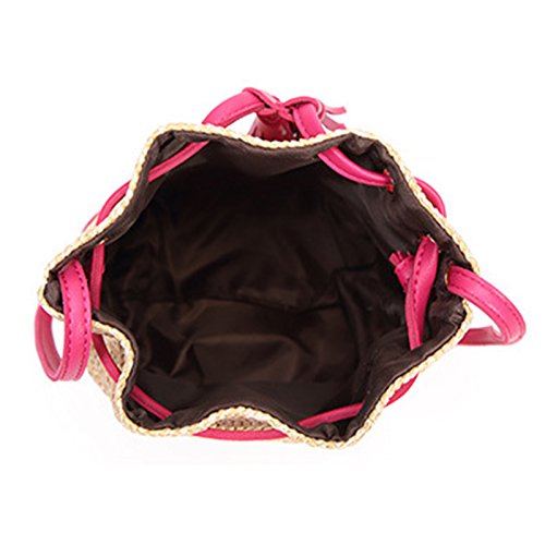 Wisilan - Bolsa de paja para mujer y niña, tipo cubeta, bandolera para playa, viajes, estilo de vida de compra diario
