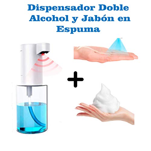 WIXTHUS Dispensador automatico de Alcohol sin Contacto Dispensador Automático Espuma Desinfectante con Sensor, para el hogar, Restauración, Oficina, Hotel, Hospital (350 ml) Impermeable IPX4
