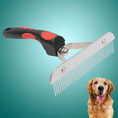 WJH Peinados For Perros Grandes Acero Inoxidable Mascota Rastrillo de Aseo Peine Mango de Goma Peluquería Cepillo Herramienta, Tamaño: 17.0x16.0cm