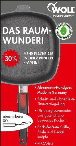 Woll 1628-1N Sartenes para freír, fundición de Aluminio, Negro, Centimeters