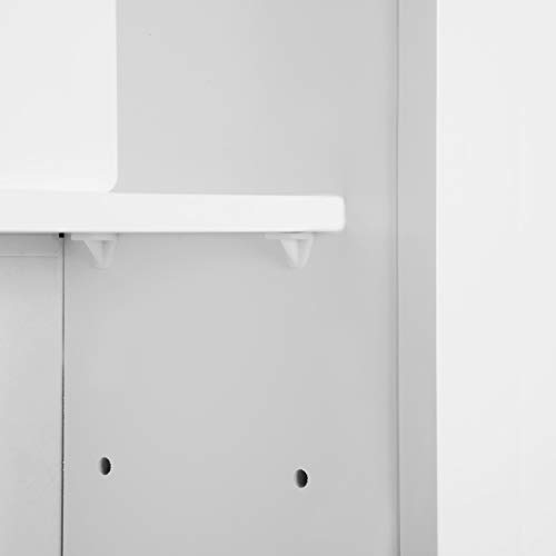 WOLTU Armario de Pared Muebles de Baño Colgador para Almacenamiento con 2 Puertas 48,5x65x14,5cm, Blanco BZS04ws