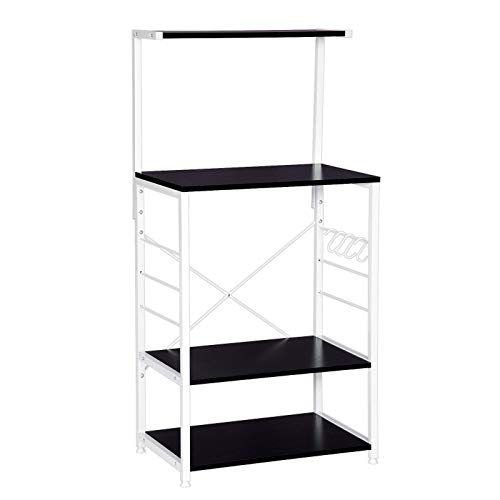 WOLTU Estantería de Cocina con 3 Escalera metálico Estante de Almacenamiento Soporte de Planta para Organizar Cocina Baño Salón 60x40x123cm Blanco + Negro RGB9285sw