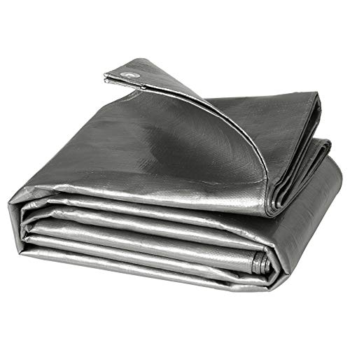 WOLTU Lona Impermeable Lona de Protección, Duradera con Ojales para Muebles, Jardín, Piscina, Coche 280 g/m2 Gris 3x4m GZ1179m2