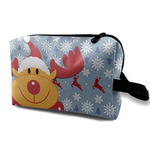 Women's Christmas Deer Funny Pattern Travel Hanging Toiletry Bag Portable Travel Kit Shaving Bathroom Storage Bag Waterproof Cosmetic Organize