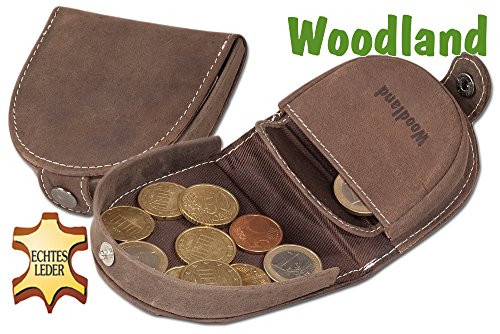 Woodland - Pequeño pequeño monedero hecha de, cuero natural búfalo suave en color Café/Taupe
