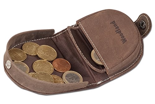 Woodland - Pequeño pequeño monedero hecha de, cuero natural búfalo suave en color Café/Taupe