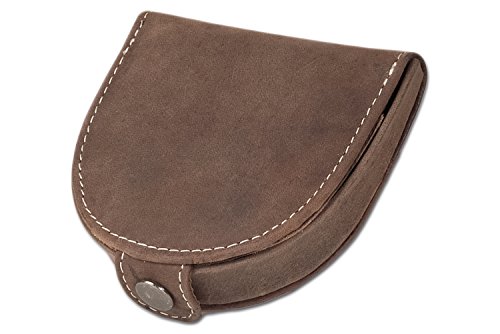 Woodland - Pequeño pequeño monedero hecha de, cuero natural búfalo suave en color Café/Taupe