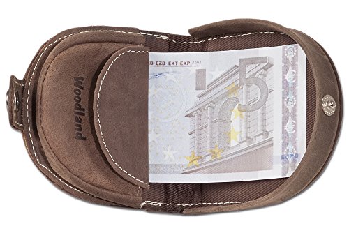 Woodland - Pequeño pequeño monedero hecha de, cuero natural búfalo suave en color Café/Taupe