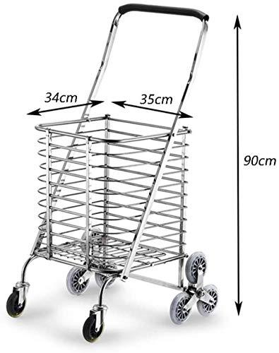 Woodtree Inoxidable Carro Carro de Acero for comestibles Plegable portátil De 35x34x90cm Bicicleta de montaña Cochecito doméstica A +