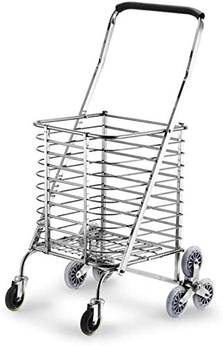 Woodtree Inoxidable Carro Carro de Acero for comestibles Plegable portátil De 35x34x90cm Bicicleta de montaña Cochecito doméstica A +