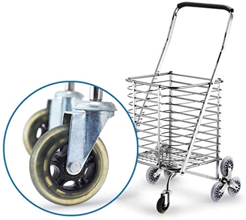 Woodtree Inoxidable Carro Carro de Acero for comestibles Plegable portátil De 35x34x90cm Bicicleta de montaña Cochecito doméstica A +