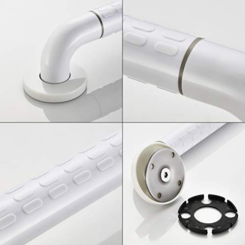 WOOHSE Asidero de Baño Antideslizante blanco Ø 35x350 mm Asa de Seguridad para Baño Manija de la Ducha de Acero Inoxidable para Niños y personas mayores o enfermas, Capacidad de carga máx. 120 kg