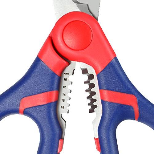 WORKPRO Tijera para Eléctricista con Pelacables 6 Pulgadas(152mm),Tijera Electricista con Funda