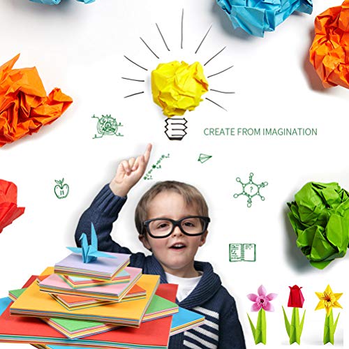 WOWOSS 800 Hojas Papel Color Cuadrado para Origami Papel para Papiroflexia (4 tamaños, 10 colores)
