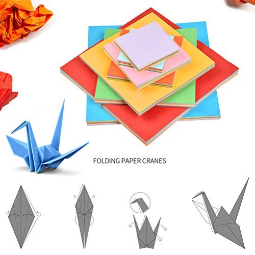 WOWOSS 800 Hojas Papel Color Cuadrado para Origami Papel para Papiroflexia (4 tamaños, 10 colores)