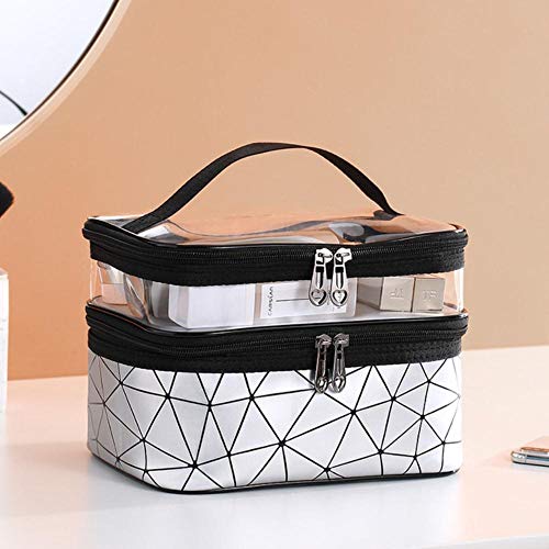 Wozoaoasq   Bolsa de Maquillaje Transparente de Viaje Bolsa de cosméticos Organizador de artículos de tocador Estuches de Maquillaje Impermeables para Mujeres, Plateado