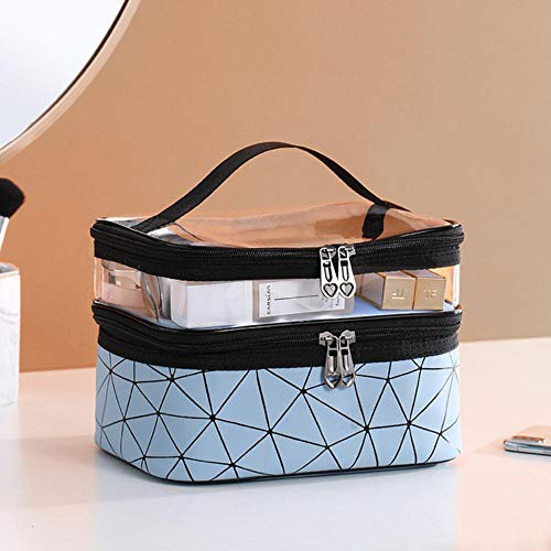 Wozoaoasq   Bolsa de Maquillaje Transparente de Viaje Bolsa de cosméticos Organizador de artículos de tocador Estuches de Maquillaje Impermeables para Mujeres, Plateado