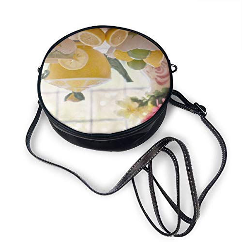 Wrution Tea Lemonade Still Life Tetera personalizada con cuerpo cruzado con cremallera bolso de hombro de cuero suave para mujer