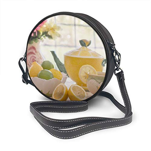 Wrution Tea Lemonade Still Life Tetera personalizada con cuerpo cruzado con cremallera bolso de hombro de cuero suave para mujer