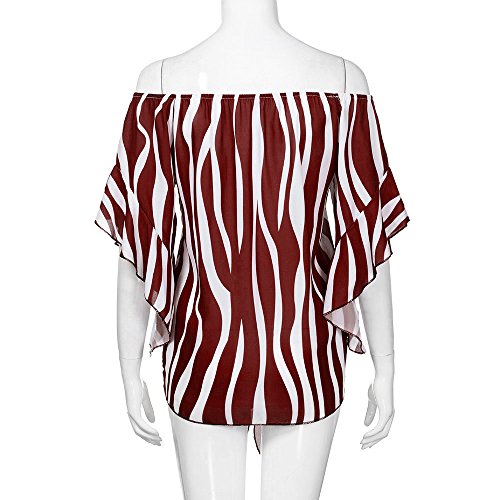 Wtouhe -Camisa de Hombro frío de Las Mujeres Corbata Floral Camisa de Gasa Delantera Tops de Manga de Trompeta Estampado de Moda de Trompeta con Nudos- para Mujer