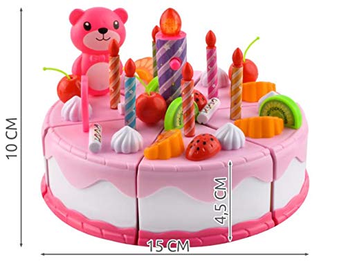 wtoys LEVEL25 Tarta Pastel de Juguete cumpleaños, 80 Piezas, Vela con luz. Incluye Caja