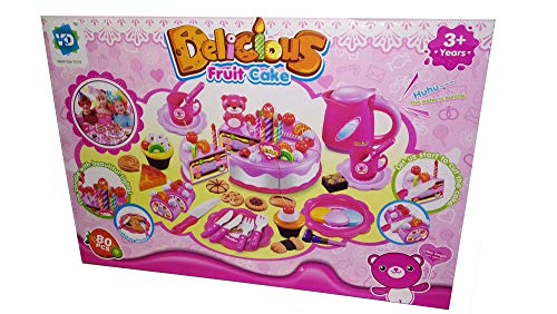 wtoys LEVEL25 Tarta Pastel de Juguete cumpleaños, 80 Piezas, Vela con luz. Incluye Caja