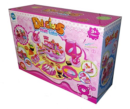 wtoys LEVEL25 Tarta Pastel de Juguete cumpleaños, 80 Piezas, Vela con luz. Incluye Caja