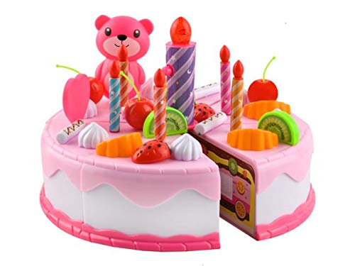 wtoys LEVEL25 Tarta Pastel de Juguete cumpleaños, 80 Piezas, Vela con luz. Incluye Caja