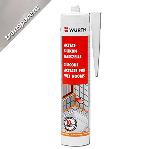 Würth – Silicona acetato para habitaciones húmedas transparente cartucho de 310 ml)