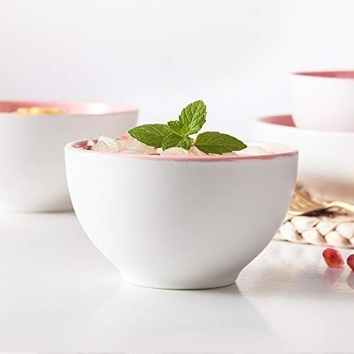 WYBD.Y Exquisite Home Big Wrist El Restaurante del Hotel Cuenta con vajilla Creativa para el hogar Tazón de Sopa de cerámica Rosa Mate Tazón de Sopa Retro del Hotel Decorativo (Color: Rosa, Tamaño: