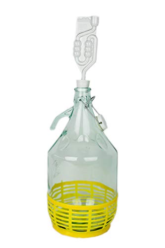WysKonT - Juego de 5 L 10 L 15 L 20 L 25 L 30 L Globo de Cristal para Vino, Botella de Cristal de fermentación, tapón de Goma