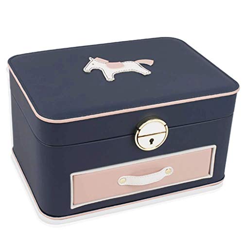 WZHZJ Joyero de Viaje, Organizador de Joyas de Cuero Litchi Estuche de Almacenamiento de Joyas Portátil for Collar Pendientes Anillos Pulseras (Color : Black)