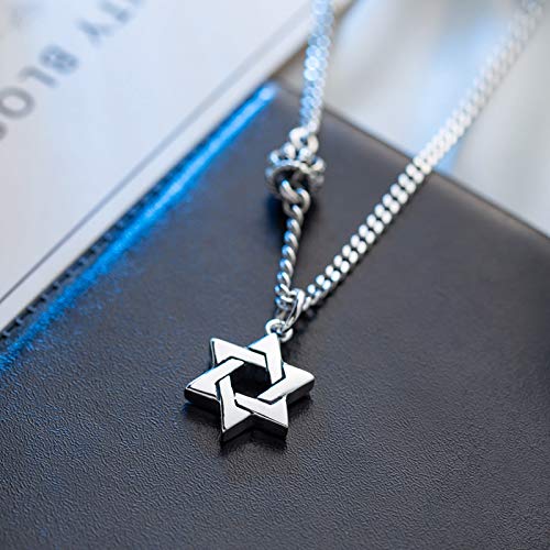 XAYN Six-Pinted Star Crown Necklace 925 Sterling Silver Retro Craft Thai Silver Punk Wind Street Trend Colgante Collar Accesorios