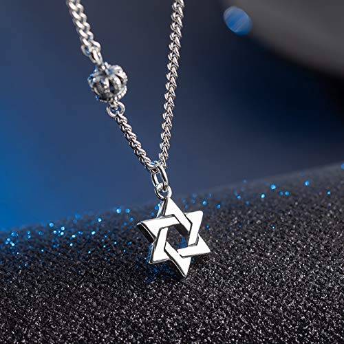 XAYN Six-Pinted Star Crown Necklace 925 Sterling Silver Retro Craft Thai Silver Punk Wind Street Trend Colgante Collar Accesorios