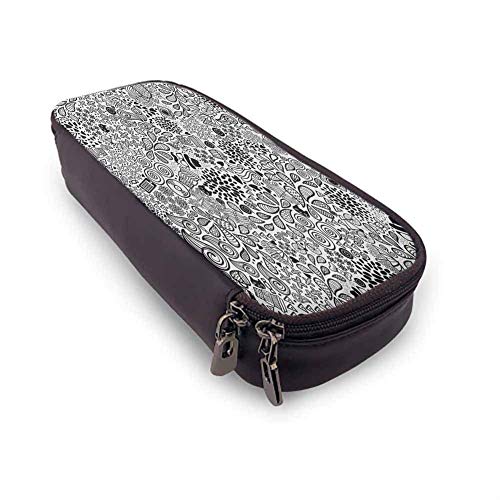 XCNGG Estuche para bolígrafos y lápices Doodle, dibujo abstracto inspirado en hipster, cupcake, té, paraguas, hojas y muchas otras formas, tamaño perfecto, bolsa para papelería y utensilios de arte, n