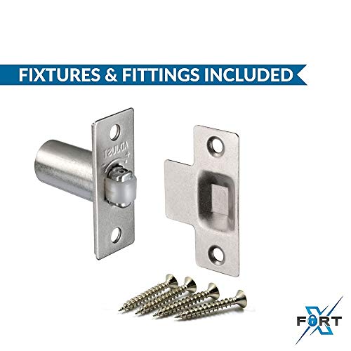 XFORT® - Cierre de puerta ajustable de cromo satinado, cierre de puerta cuando no se requiere bloqueo, pestillo de puerta interior ideal para puertas, armarios, armarios y armarios.