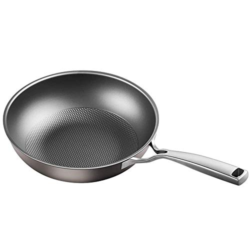 XH&XH Utensilios de Cocina Wok Hogar Wok Sartén Antiadherente Olla de Titanio sin Recubrimiento Cocina de inducción Estufa de Gas dedicada para Cocina de inducción de Fuego Directo Estufa de Gas S