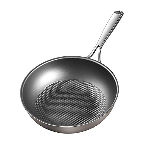 XH&XH Utensilios de Cocina Wok Hogar Wok Sartén Antiadherente Olla de Titanio sin Recubrimiento Cocina de inducción Estufa de Gas dedicada para Cocina de inducción de Fuego Directo Estufa de Gas S