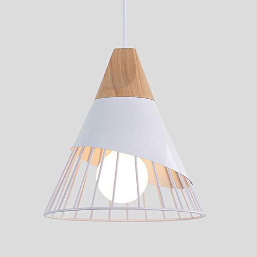 Xindaxin iluminación colgantes de la forma de bádminton creativa nórdica, araña de madera sólida moderna del LED, lámparas de techo Sala de estar Comedor Estudio Lámpara de cabecer,Blanco