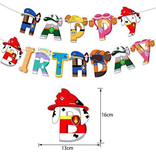 XYDZ Juego de Decoraciones para Fiestas de Patrulla de Perros, Pancarta de Feliz cumpleaños, Globos de látex, Adornos para Tartas, Suministros para Fiestas de cumpleaños de Patrulla de Perros