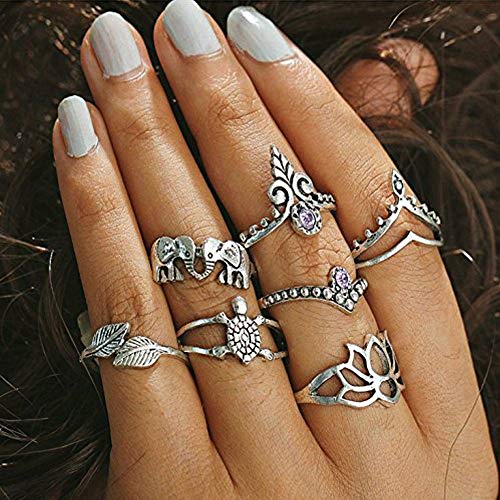 YADOCA 20 Piezas por Juego de Anillos de aleación diseñado para Chicas la Moda Hermoso Zafiro Talla Hueca