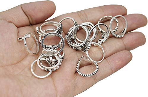 YADOCA 20 Piezas por Juego de Anillos de aleación diseñado para Chicas la Moda Hermoso Zafiro Talla Hueca