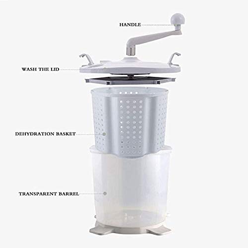 YALIXI Portátil Manivela Lavadora,Pequeña Secadora Manual,Secadora No Eléctrica,Adecuada para Apartamentos, Hoteles, Dormitorios, Dormitorios para Acampar,Gris