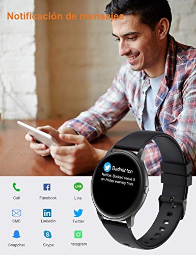 YAMAY Smartwatch, Reloj Inteligente Pulsómetros para Mujer Hombre, Pulsera de Actividad Inteligente Impermeable IP68 con Monitor de Sueño Contador de Caloría Podómetro Cronómetros para Android iOS