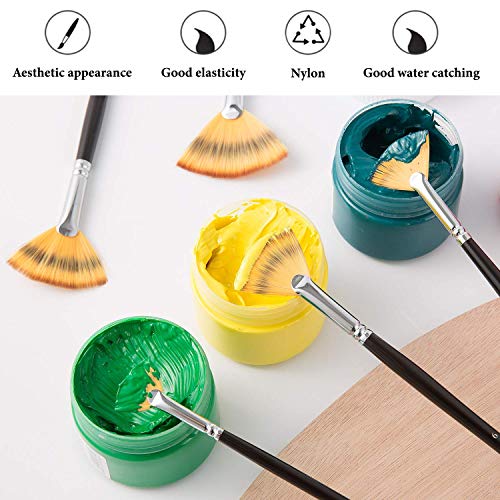 Yangbaga 2 Cuchillos Paleta con 6 Piezas Pinceles espátula Acero Inoxidable Pintura al óleo Cuchillo Metal con Mango Madera y cepillos Pelo Nylon Artistas Principiantes