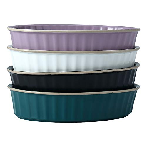 Yangxuelian Fuente Horno Ceramica Bandeja de la Torta de cerámica nórdica Queso Bandeja de Horno Oval arroz cocido al Horno (4 Unidades) para lasañas, Pasteles, Tapas y más