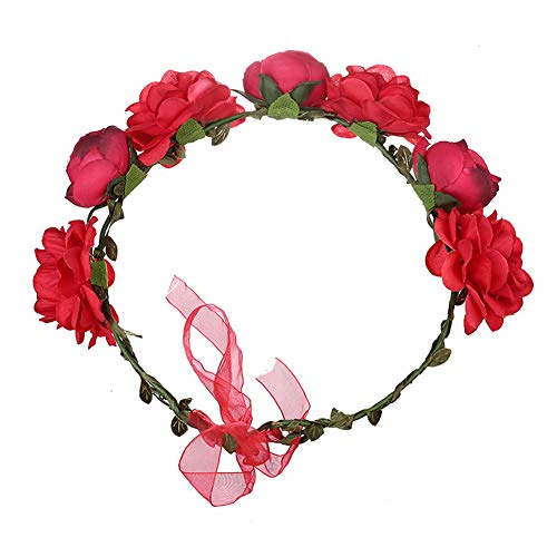 YAZILIND Rose flor tocado hecho a mano accesorios de pelo Festival diadema accesorios de novia rojo