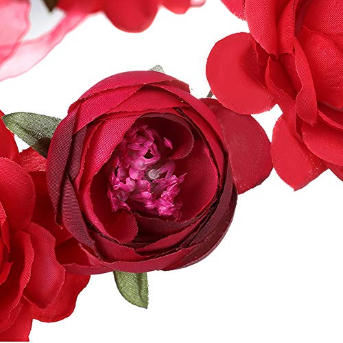 YAZILIND Rose flor tocado hecho a mano accesorios de pelo Festival diadema accesorios de novia rojo