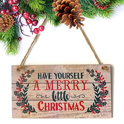 YeahiBaby Adornos de Navidad en Madera para Puerta Decoracion Navidad Placa Decorativa Vintage Retro con Letrero de Merry Christmas