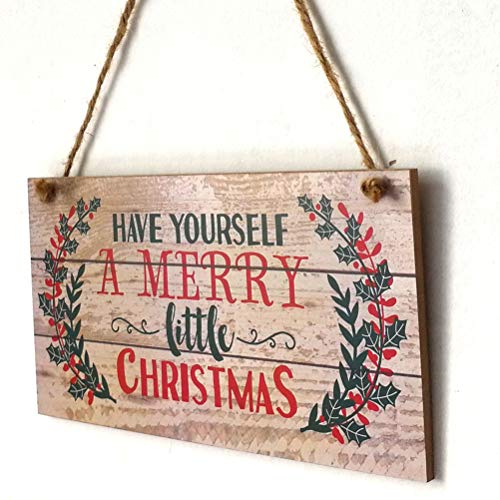 YeahiBaby Adornos de Navidad en Madera para Puerta Decoracion Navidad Placa Decorativa Vintage Retro con Letrero de Merry Christmas